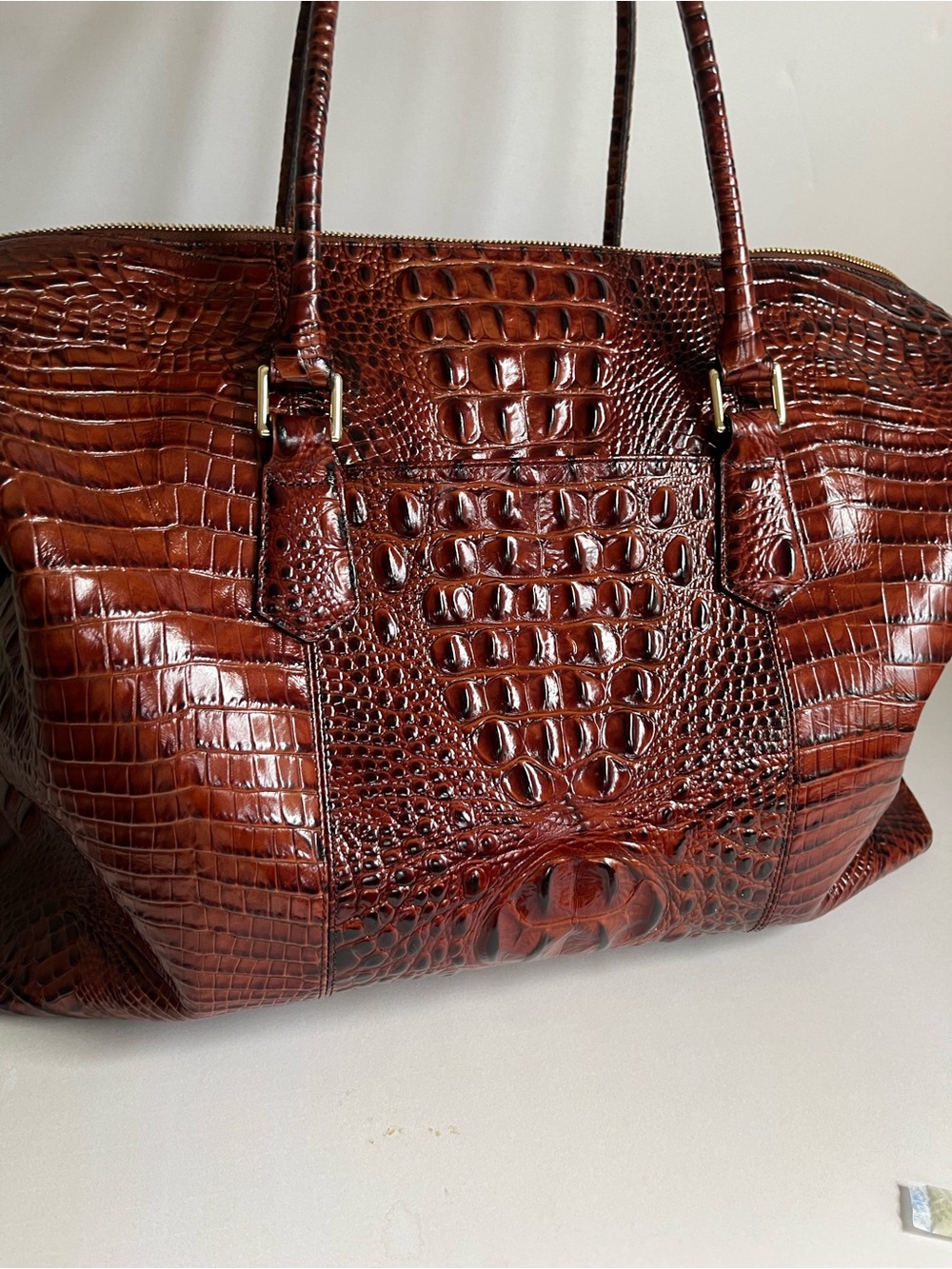 Brahmin “The Duxbury Weekender” Leather Tote in Pecan Melbourne - Picture 7 of 10